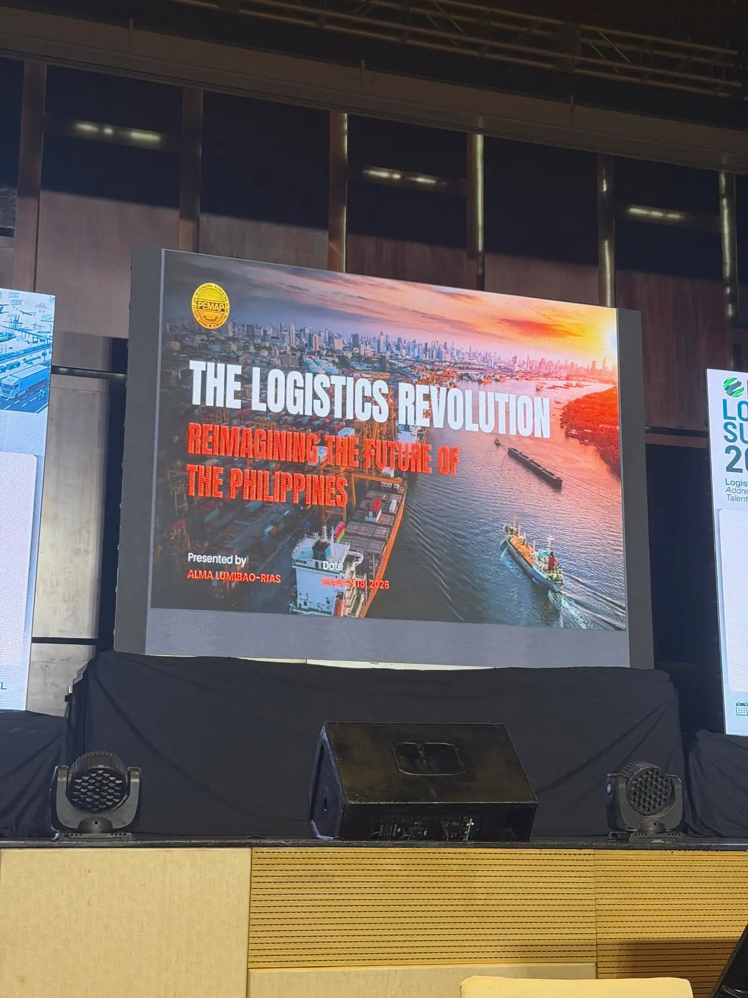 PEMAP and GO21 President Alma Rias speaking at PASIA ASEAN Logistics Summit 2026